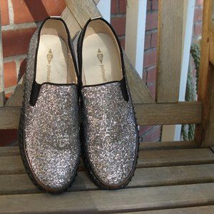 JOLIMALL Silver Glitter Slip On Sneakers Sz 10